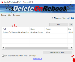 أداة حذف الملفات المستعصية Delete On Reboot