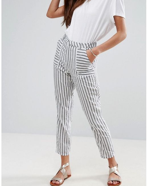 Black and White Striped Peg Pants