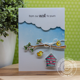 Sunny Studio Stamps: A Bird's Life Stitched Scallop Dies Everyday Card by Eloise Blue