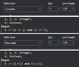 Шрифт с лигатурами Fira Code в редакторе Delphi