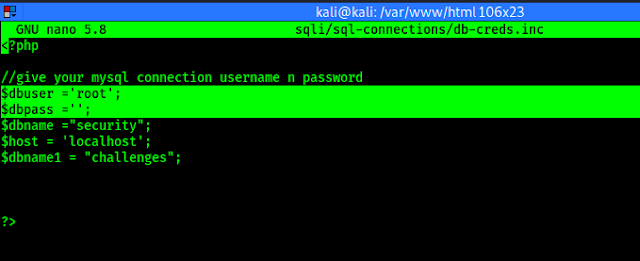 sqlilabs databse username and password changing