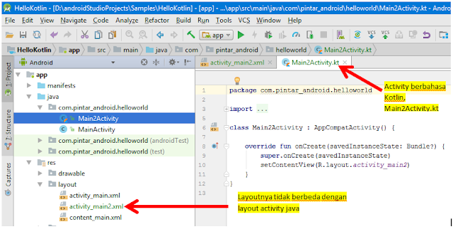 activity dan layout berbahasa kotlin