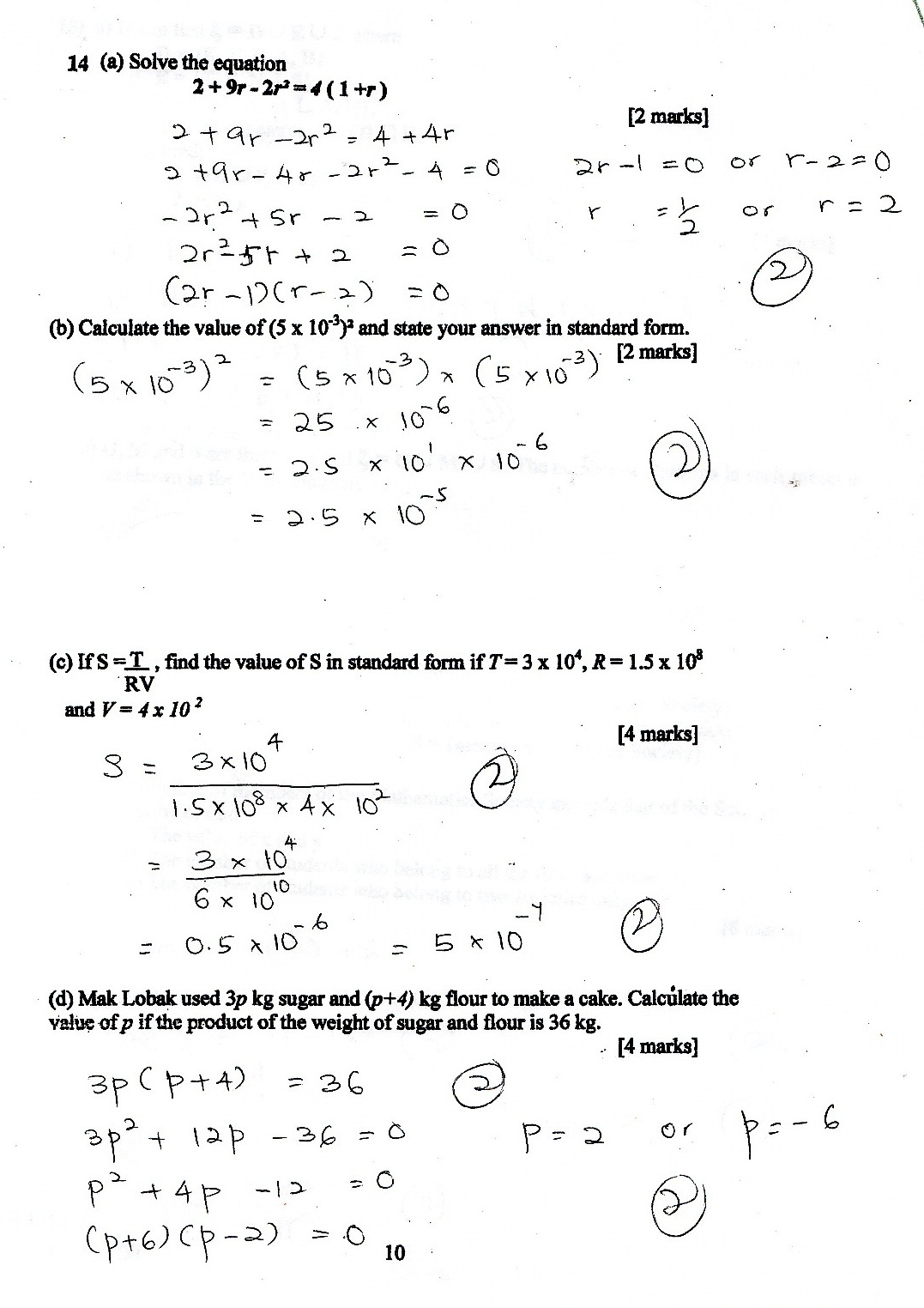 4 Aktif 2010 5 Aktif 2011 Skema Jawapan Kertas Matematik 2 Tingkatan 4 Peperiksaan Pertengahan Tahun 2010