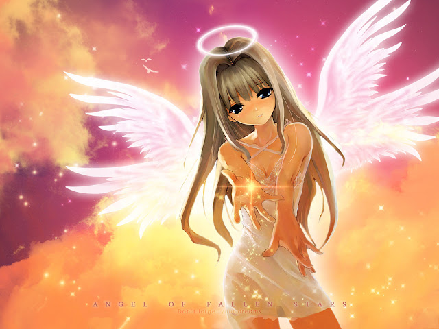 Angel Anime Girl Wallpaper,in this wallpapers resolution are 1600 x 1200,in this wallpapers one anime girls in two wings and beautiful background colour,in this wallpaper anime girl pick up a fire ball,hd wallpapers,anime wallpapers