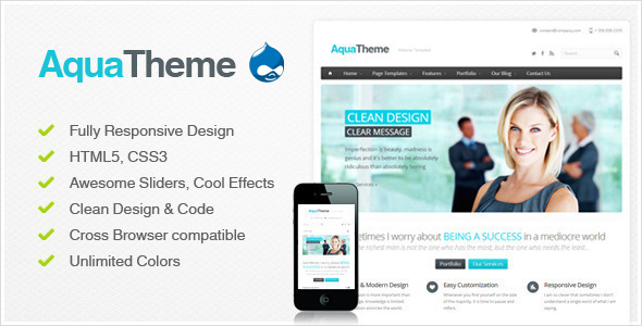 Aqua -  Responsive Drupal Theme - Corporate Drupal