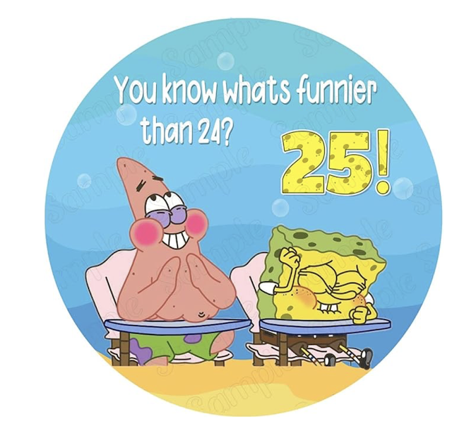 What's Funnier Than 24? 25th Birthday Bash! 25 birthday theme, 25 birthday cookies ideas, Sponge bob birthday cookies, cookie decorating ideas for spongebob 25 birthday, sponge bob 25 birthday party decor, sponge bobo treats