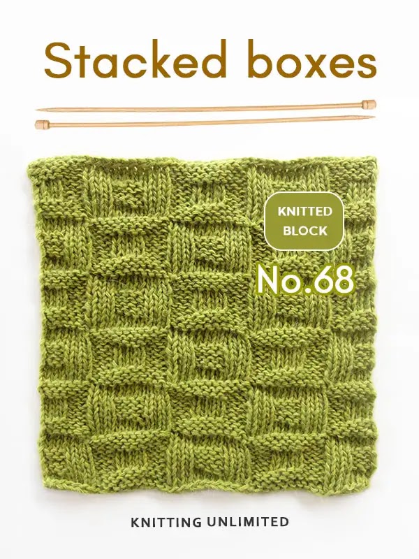 Knitted square number 68 is a beginner-level pattern that is completely reversible. This means that both sides of the square will look the same.