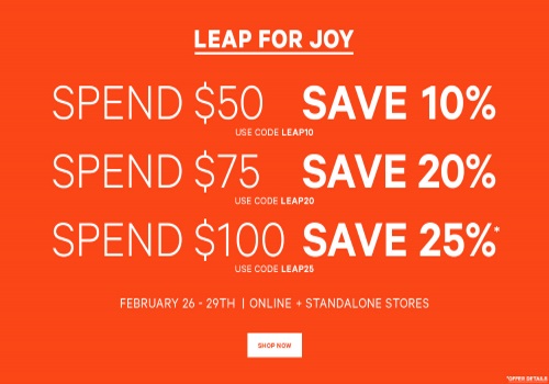 Joe Fresh Leap of Joy Up To 25% Off Promo Code