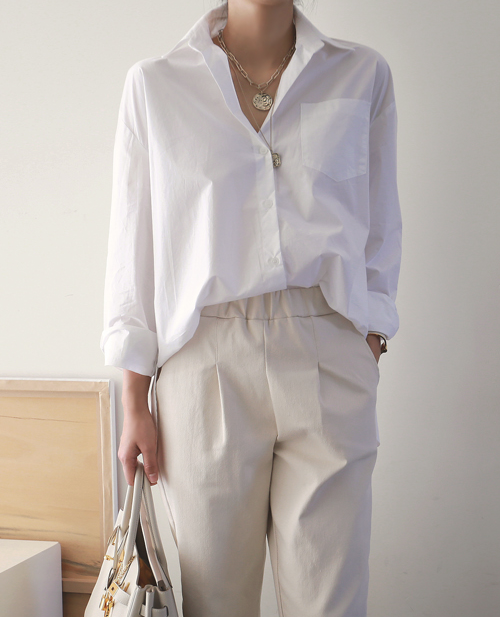 Point Collar Solid Tone Shirt