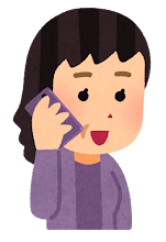 携帯電話で話す人のイラスト（おばさん）