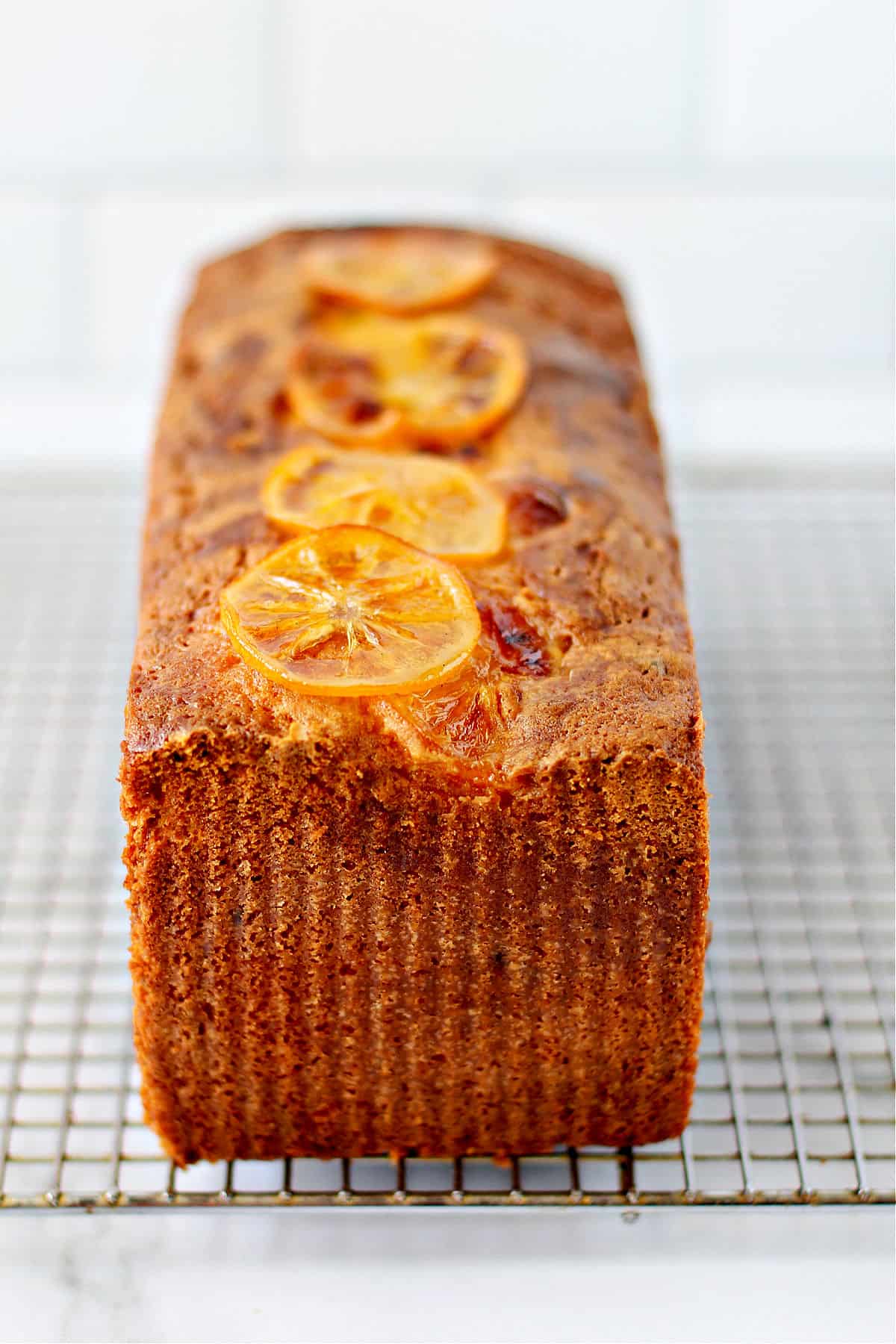 Lemon-Curd Pound Cake on a wire rack.