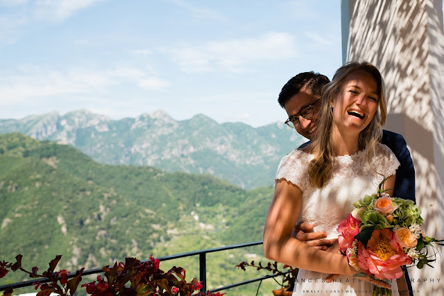 Bride and groom in Ravello