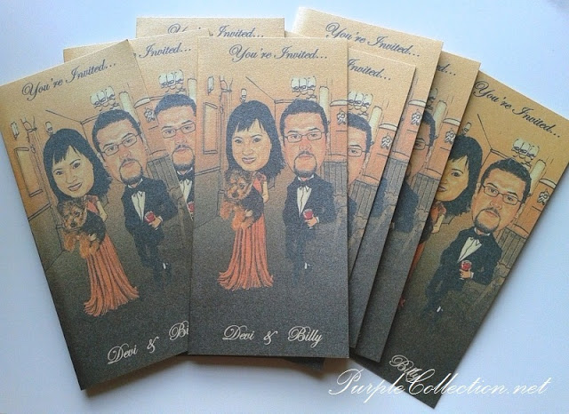 Caricature Wedding Invitation Cards, wedding caricature invites, caricature card, wedding card, invitation card, caricature wedding, devi and billy, cartoon wedding card