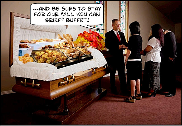 stilton’s place, stilton, political, humor, conservative, cartoons, jokes, hope n’ change, grief, grieving, Kathy, weight, dieting, coping mechanisms, buffet