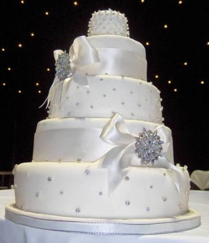 Wedding Cake Decorated With Pearls