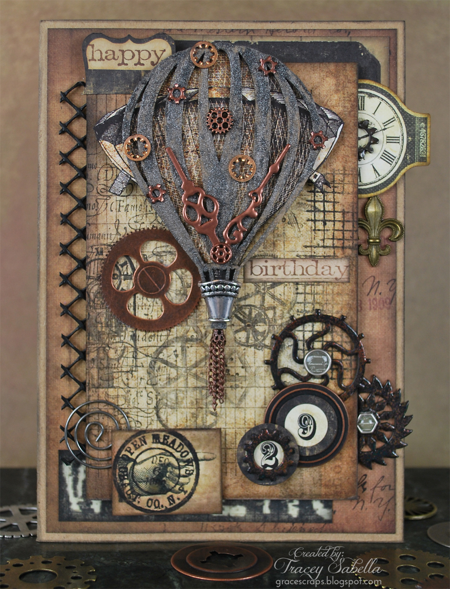 Steampunk, Tracey Sabella, Leaky Shed Studio, Donna Salazar, Helmar, Prima, Mixed Media