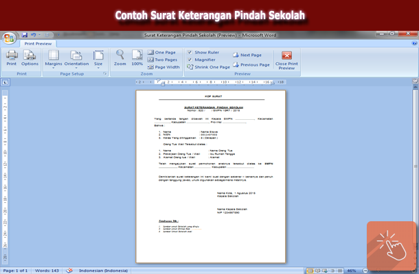 Contoh Surat Keterangan Pindah Sekolah  Sisi Edukasi Klik