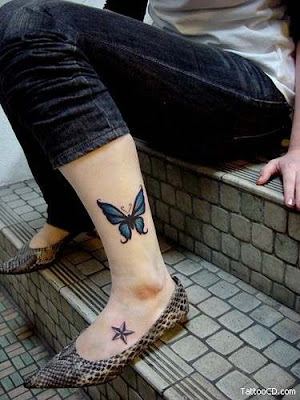 Beautiful Feminine Butterfly Foot Tattoos