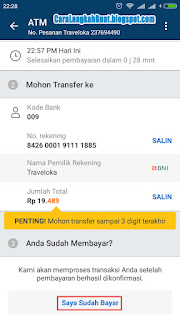 cara beli token listrik di Traveloka bayar via ATM