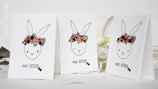 Osterkarte Hase mit Blumenkranz Stampin Up