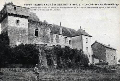 An old postcard of the Château at Le Gros Chigy