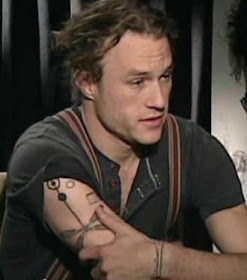 Heath Ledger w/ dragonfly tattoo