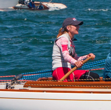 Heather Gregg-Earl sailing IOD on Nantucket