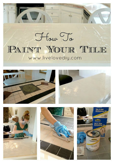 How to easily paint outdated tile in only 2 steps! Amazing results! Click through for full tutorial.