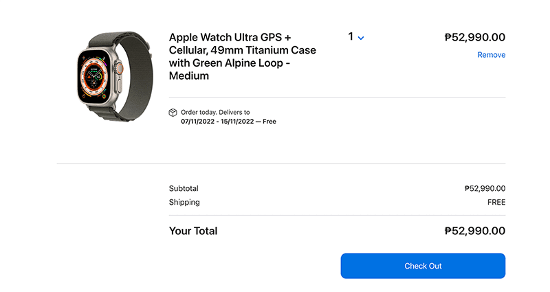 Apple Watch Ultra in Cart