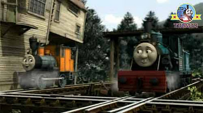 Logging loco Bash Dash and Ferdinand the tank engine surprised to see Thomas and friends the diesels