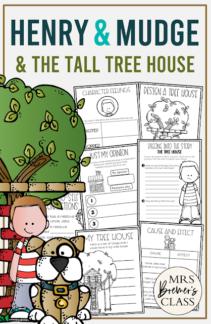 Henry and Mudge and the Tall Tree House book study unit with Common Core aligned literacy activities for First Grade and Second Grade