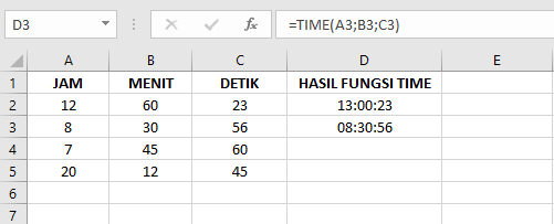 Tutorial dan Contoh dari Fungsi TIME pada Microsoft Excel