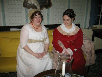 1790's cotton gown and 1815 velvet dress