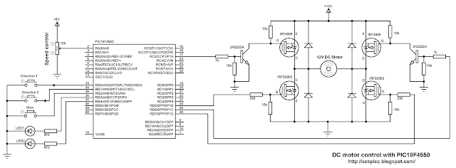 PIC18F4550 DC motor speed and direction control circuit CCS PIC C