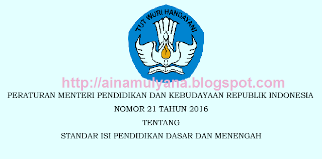 Standar Isi Pendidikan Dasar & Menengah diteribkan dengan pertimbangan untuk melaksanaka Permendikbud No 21 [Tahun] 2016 (Tentang) STANDAR ISI SATUAN Pendidikan DASAR & MENENGAH