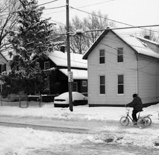 Tremont Biker in the Snow Storm