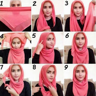 Tutorial Hijab Segi Empat dengan Gambar