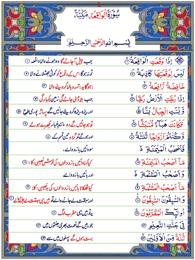 Surah E Waqia (images)