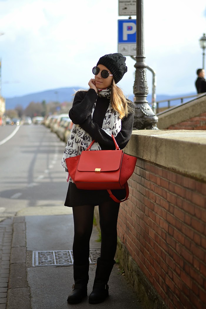 outfit nero celine rossa