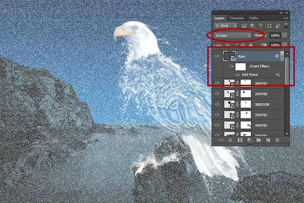 Set the Blend Mode to Screen.