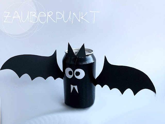 Büchsenfledermaus, Halloweendiy, FledermausDIY, Getränkebüchseupcycling, Halloween, 