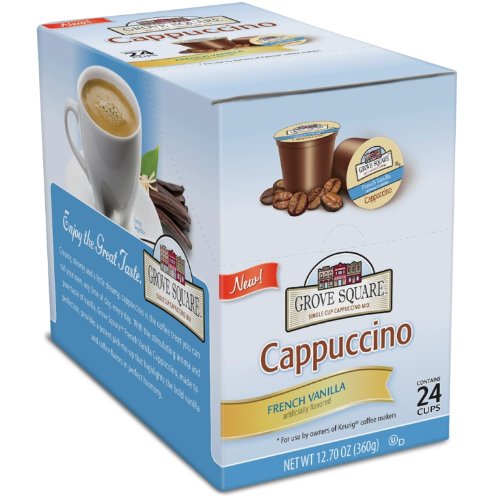 keurig vue Grove Square Cappuccino Cups, French Vanilla, Single Serve Cup for Keurig K-Cup 