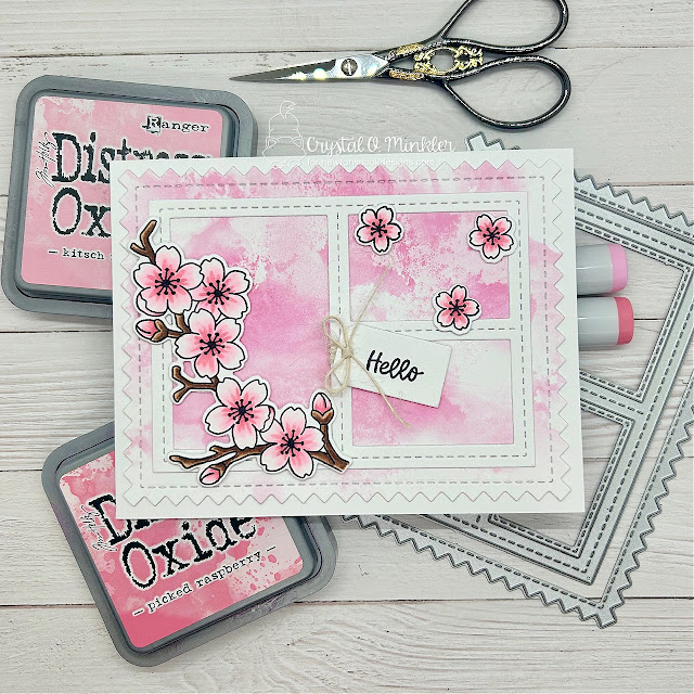 Hello by Crystal features Cherry Blossoms and Frames & Tags by Newton's Nook Designs; #inkypaws, #newtonsnook, #floralcards, #cardmaking, #cardchallenge