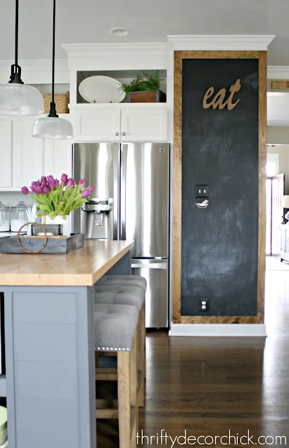 DIY chalkboard wall in kitchen