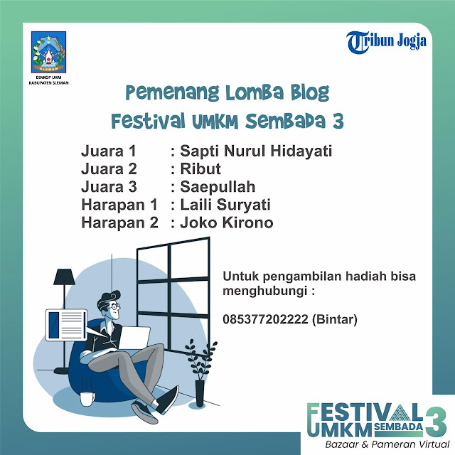 Juara 3 Blog Festival UMKM Sembada 3 Kab. Sleman