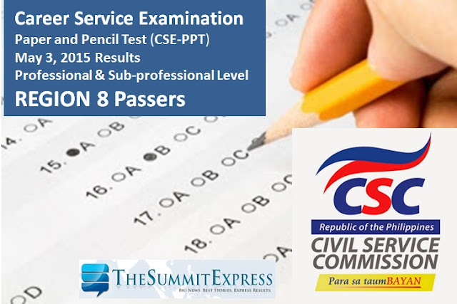 Region 8 Passers: May 2015 Civil service exam results (CSE-PPT)