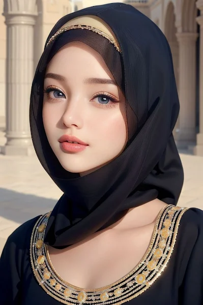 Foto wanita hijab cantik versi ai