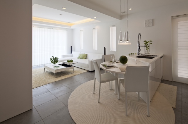 Modern living room and dining room
