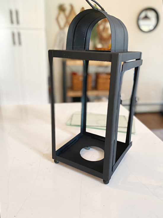 black painted lantern with no glass