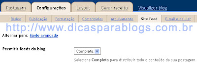 Configurar feed do blog